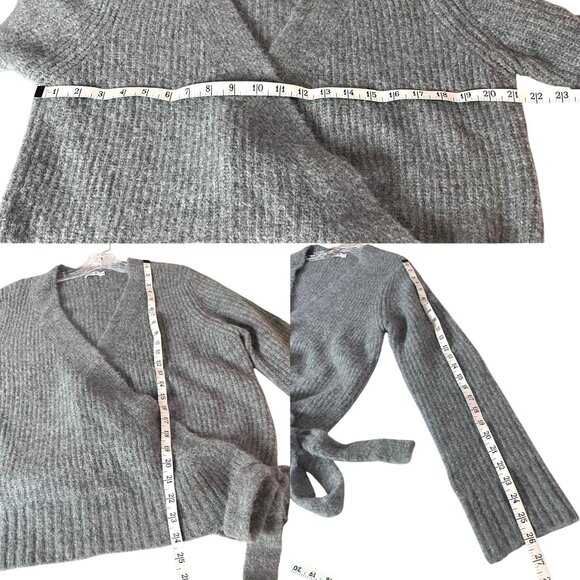 Orfeo Paris Women's Gray Ribbed Wrap Cardigan Sweater Wool Mohair Blend UT OS - Picture 6 of 8